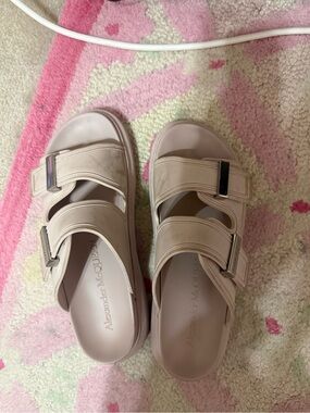 Alexander McQueen Pale Pink Double-Strap Slide Sandals